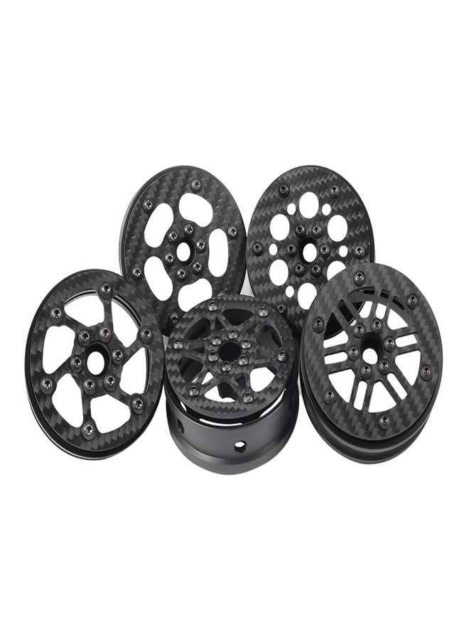 VNUHV 2.2 Carbon Fiber Aluminum Beadlock Wheels Rim for 1/10 RC Rigs Crawler Capra SCX10 PRO Wraith TRX4 Gmade R1 Element Enduro DIY (Black B) - Image 5